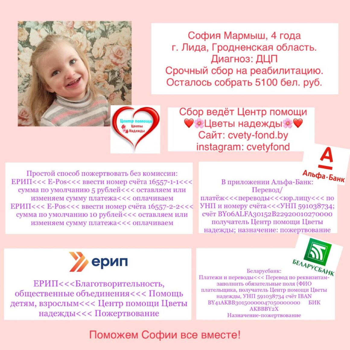 Завершим сбор для Софии все вместе!